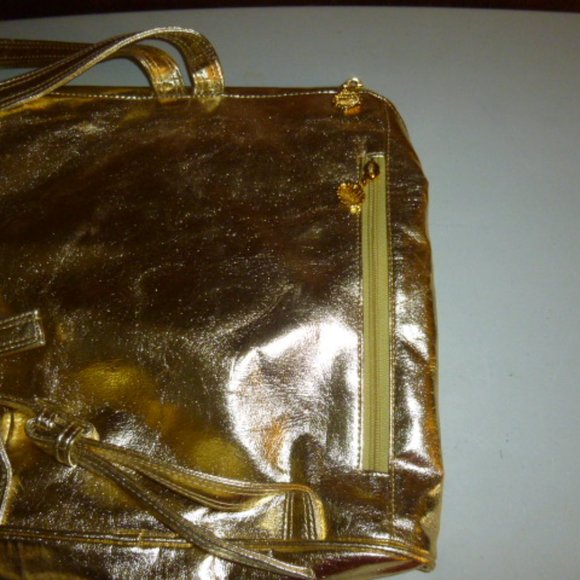 Carlos Falchi Gold Metallic Backpack Bag - Picture 6 of 12